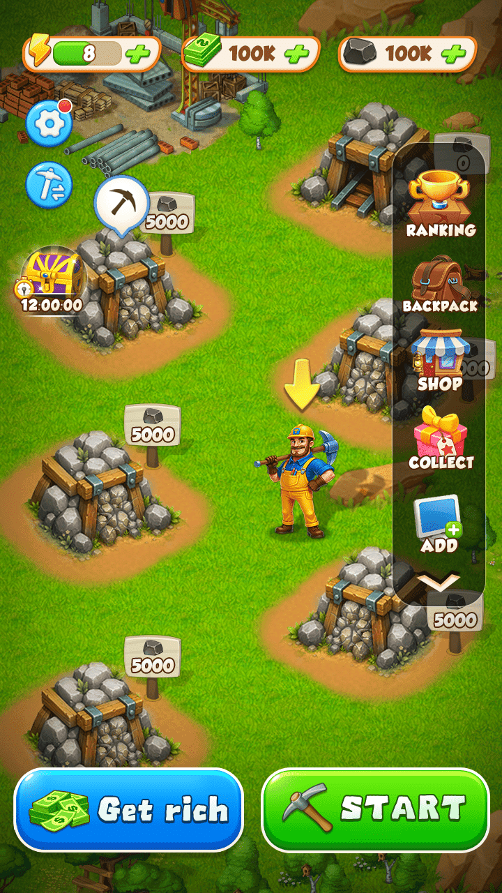 Crazy Mining Simulation Screen